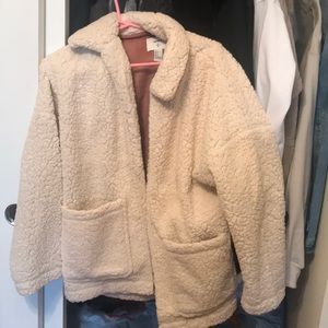 Cream oversized teddy coat